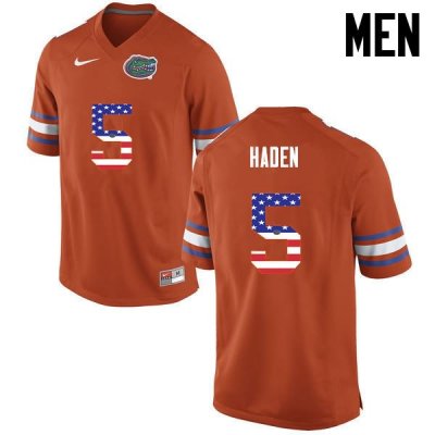 Men's Florida Gators #5 Joe Haden NCAA Nike Orange USA Flag Fashion Authentic Stitched College Football Jersey YEM5662MT